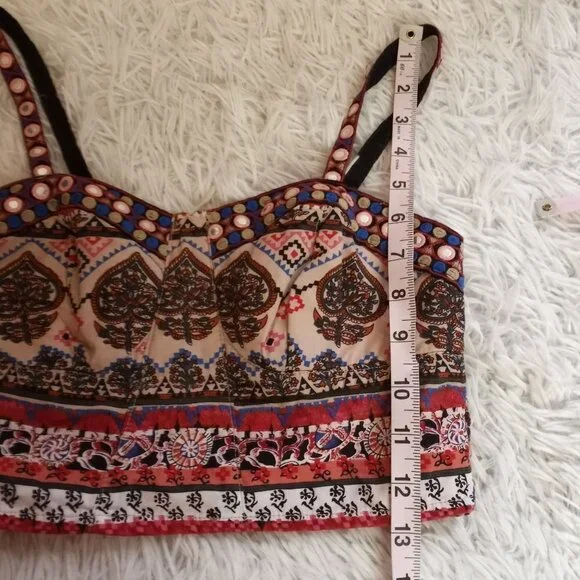 Xhilaration S Small Festival Crop Top Boho Tribal Summer Concerts  Beach Vacay - Picture 4 of 6
